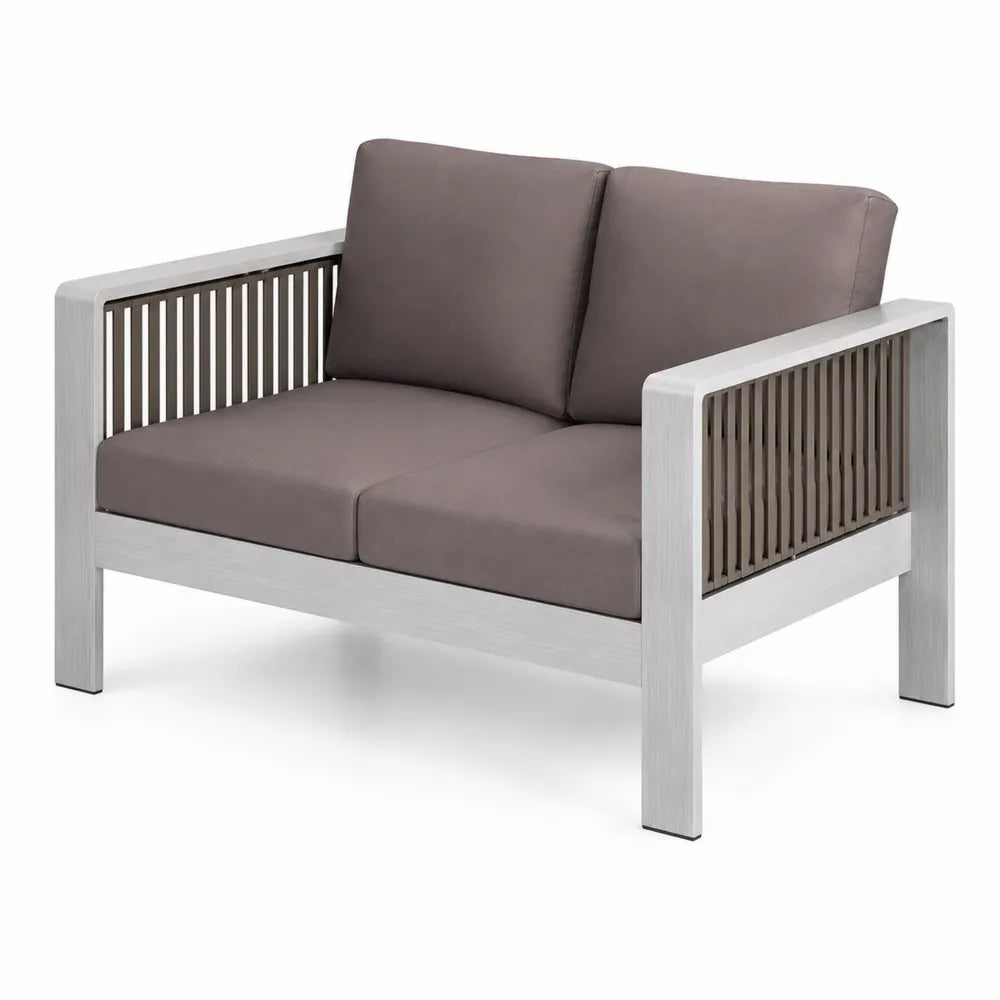 Canapé d'extérieur 2 Places Aluminium Gris Taupe