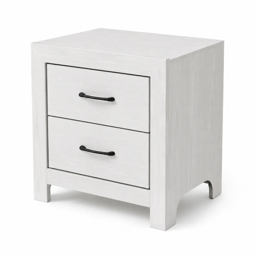 Commode en bois MDF 2 tiroirs Blanc 60x40x55 cm