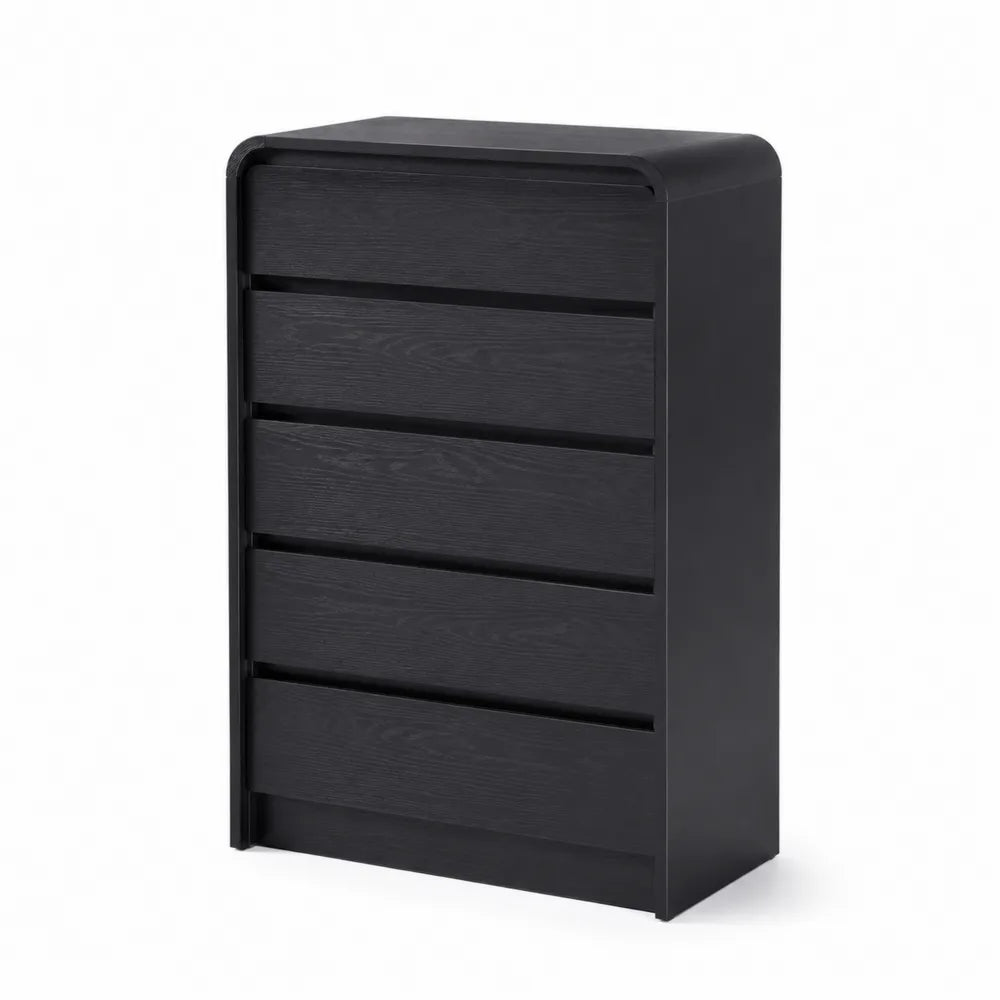 Commode en bois avec 5 tiroirs Noir 120cm x 80cm x 40cm