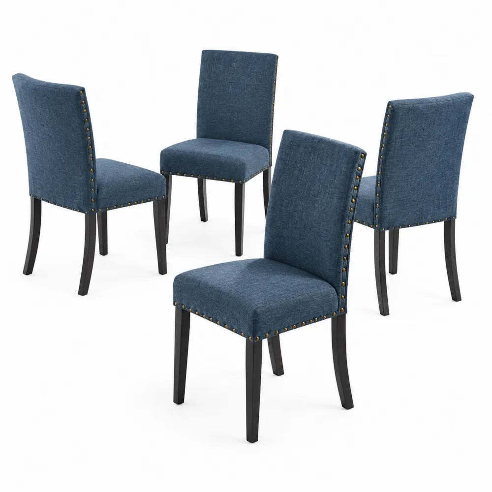 Lot de 4 chaises de salle à manger en polyester avec pieds en bois