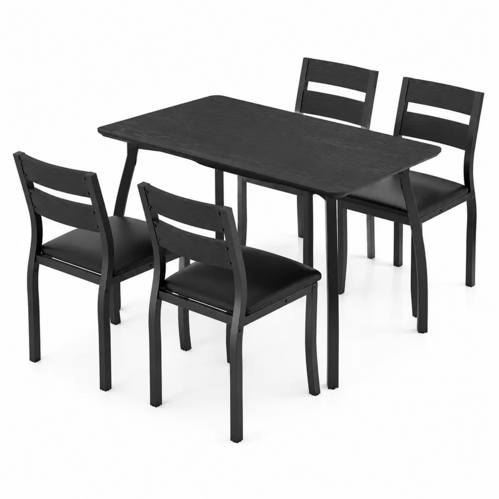 Ensemble Table et 4 Chaises Noir en Bois