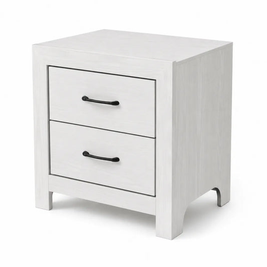 Commode en bois MDF 2 tiroirs Blanc 60x40x55 cm