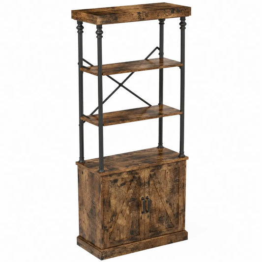 Étagère en bois et métal brun 80 x 30 x 180 cm