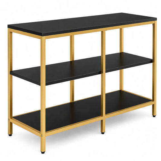 Étagère à 3 niveaux en métal et MDF noir