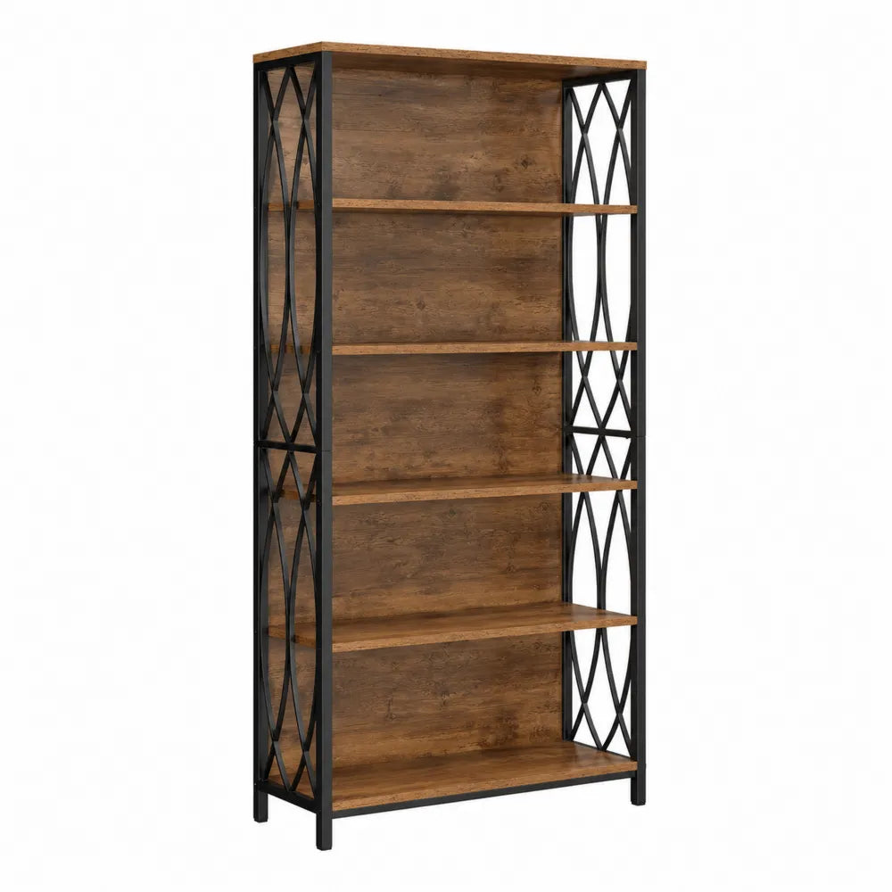 Étagère en bois et métal à 5 niveaux Brun/Noir