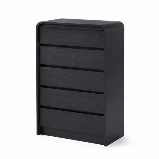 Commode en bois avec 5 tiroirs Noir 120cm x 80cm x 40cm