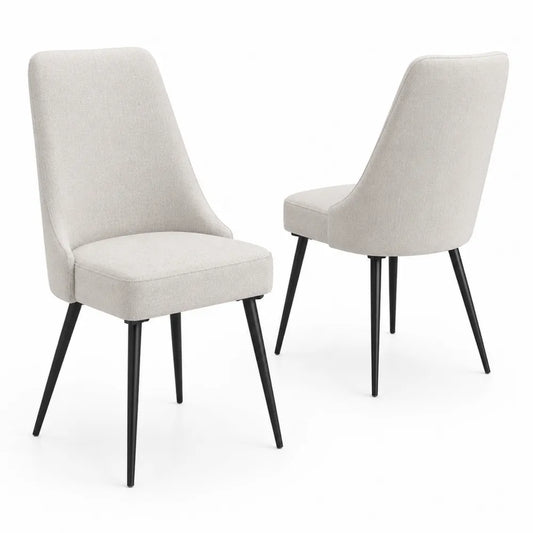 Lot de 2 chaises en tissu avec pieds en métal Noir